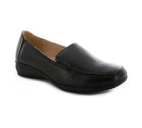 MyShoeStore Women's Wide Fit Moccasin Matt Finish Flat Wedge Comfort Casual Shoes in Black | Size: 3-Standard Fit MyShoeStore Black 3-Standard Fit