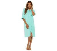 MyShoeStore Women's Womens 100% Cotton Terry Towelling Zip-Through Robe in Mint | Size: 16-18 MyShoeStore Mint 16-18