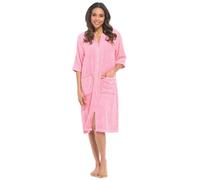 MyShoeStore Women's Womens 100% Cotton Terry Towelling Zip-Through Robe in Pink | Size: 16-18 MyShoeStore Pink 16-18