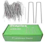 MySit 50x 6-Inch Galvanized Ground Garden Staples Stakes Pins, Lawn Landscape Staples Weed Fabric Staple, Heavy-Duty 11 Gauge Anti-Rust Steel Sod Anchor Securing Pegs(SodStaple_11Ga_AR50)