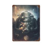 MYSJWLPOT Metal Fallout 4 Power Armor Helmet Poster Wall Decor Art Metal Tin Poster Modern Home Decor Art Metal Poster Home Bar Shop Decorations Vintage Sign Gift 15.7"x11.8"