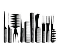 Mysmartbuy 10 Piece Comb Set - Black Plastic Hairstyling Tools 15 - 23Cm Long Black