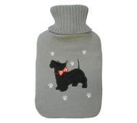 mysmartbuy 2 Litre Hot Water Bottle with Westie Dog Design Soft Knitted Cover - Heated Pad for Muscle Pain Relief - Measures H35 x W19 x D5cm in Grey mysmartbuy Grey
