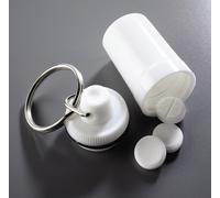 mysmartbuy 2 x Keyring Pill Holders - Portable Mini Travel Storage Boxes with Secure Screw Lid for Storing Medication, Tablets or Sweeteners in White mysmartbuy White