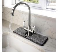 mysmartbuy 2 x Kitchen & Bathroom Sink Tap Mats - Machine Washable Super Absorbent Microfibre Mat to Prevent Water Stains - Each 38 x 14.5cm mysmartbuy Grey 38 x 14.5 cm