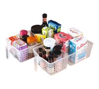 mysmartbuy 2 x Plastic Organiser Baskets with Handles for Kitchen, Bathroom or Bedroom - Each H9cm x W15cm x D30cm in Clear mysmartbuy Clear