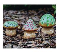 mysmartbuy 3 x Light Up Solar Powered Ceramic Glaze Toadstool Ornaments - Weather-Resistant Garden Decorations H9-14cm mysmartbuy Multicolor