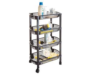 mysmartbuy 4 Tier Versatile Storage Trolley on Wheels for Kitchen, Bathroom, Bedroom or Garage - H74cm x W26cm x D46cm in Black mysmartbuy Black