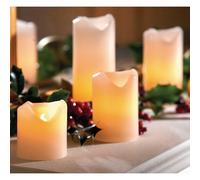 mysmartbuy 4 x Real Wax LED Pillar Candles - Battery Powered Flameless Flickering Light Home Decoration - One of Each 5, 7.5, 10 & 13cm High in Cream mysmartbuy Cream