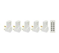 mysmartbuy 5 x Remote Control Plug-In Wall Sockets with 30m Range - Perfect for Hard to Reach Mains Socket or People with Limited Mobility in White mysmartbuy White