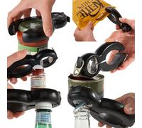 mysmartbuy 6 in 1 Bottle & Jar Lid Opener - Easy To Use Kitchen Gadget for Weak Arthritic Hands - H2cm x W14.5cm x D6.2cm in Black mysmartbuy Black