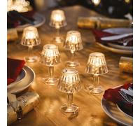 mysmartbuy 6 x Mini Table Lamps - Battery Powered Portable Diamond Effect Faceted Home Lights for Dining or Side Tables - Each H11.5 x 7cm mysmartbuy Clear 11.5 x 7 cm