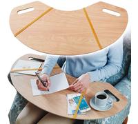 Armchair Lap Table Tray - Lightweight & Portable Wood Effect Chair Desk or Laptop Stand with Two Carry Handles - W80 x D38 x 0.5cm mysmartbuy Light Brown One Size