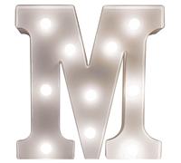 mysmartbuy Battery Powered 3D Letter M LED Light - Freestanding or Wall Mounted Alphabet Lighting Home or Party Decoration - H22 x W14 x D3cm in White mysmartbuy White