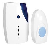 mysmartbuy Battery Powered Wireless Doorbell & 1 Receiver with 100m Range, LED Indicator & 36 Melodies - White & Blue Cordless Door Chime mysmartbuy White