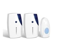 mysmartbuy Battery Powered Wireless Doorbell & 2 Receivers with 100m Range, LED Indicator & 36 Melodies - White & Blue Cordless Door Chime mysmartbuy White