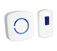 mysmartbuy Battery Powered Wireless Doorbell & Receiver with 100m Range, LED Flash & 36 Melodies - White & Blue Cordless Loud Door Chime mysmartbuy White