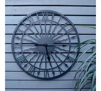 mysmartbuy Black Open Face 24" Sun Design Indoor or Outdoor Clock - Battery Powered Weather Resistant Metal Wall Fence Clock - 60cm Diameter mysmartbuy Black