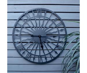mysmartbuy Black Open Face 24" Sun Design Indoor or Outdoor Clock - Battery Powered Weather Resistant Metal Wall Fence Clock - 60cm Diameter mysmartbuy Black