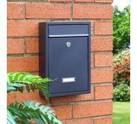 mysmartbuy Black Wall Mounted Lockable Letterbox - Weather Resistant Galvanised Steel Modern Design Mail Letter Box - H32 x W22 x D8.5cm mysmartbuy Black