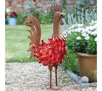 mysmartbuy Cockerel Metal Garden Ornament Weather-Resistant Outdoor Decoration in Red mysmartbuy Red
