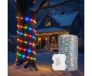 mysmartbuy.com 10 m Rope Light with 100 Micro LEDs, 8 Lighting Functions & Battery Box - Flexible Outdoor Festive Lighting for Garden, Fence, Balcony & Christmas Displays (Multicolour)