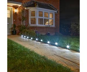 mysmartbuy.com 10 x Solar Powered Spotlights - 10 Lumen Super Bright Outdoor Garden Stake Lights for Lawn, Patio, Decking, Border, Flowerbed, Pathway, Driveway - Each H14 x 6cm Diameter on 6.5m Cable