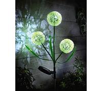 mysmartbuy.com 2 x Solar Allium Bloom Lights - 75 x 9cm Solar Powered Outdoor Garden Decor Pathway Patio Border Lawn Lighting - Yellow & Green Flower Design Metal Stake Light