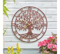 mysmartbuy.com 24in Tree of Life Bronze Wall Clock - Metal Clock with Quartz Movement, Weather-Resistant for Outdoor Use, Large 24" Diameter, Timeless Garden or Home Décor