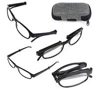 mysmartbuy.com 3 x Folding Reading Glasses - Lightweight & Foldable Portable Spectacles for Men & Women with Small Zippered Pocket Size Protective Case - Black Frames & +3 Dioptre Strength