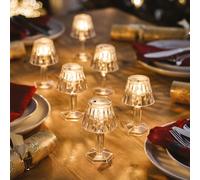mysmartbuy.com 6 x Mini Table Lamps with Warm White LED Light - Battery Powered with On/Off Switch - Portable Acrylic Lamps, 11.5cm Tall - Ambient Lighting for Home, Weddings & Parties