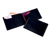 mysmartbuy.com Black Leather Passport Wallet with RFID Identity Theft Protection - Slimline Travel Sleeve Organiser with 4 Credit Card Slots & Banknote Compartment - Measures H10 x W15cm