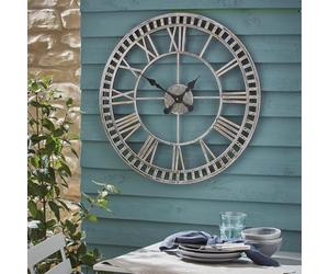 mysmartbuy.com Buxton Skeleton Indoor or Outdoor Clock - Battery Powered Weather Resistant Metal Home or Garden Round Quartz Clock for Wall, Fence, Shed, Summer House - Measures 60cm Diameter