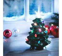 mysmartbuy.com Ceramic Light Up Christmas Tree Ornaments - Battery Powered Twinkling Illuminated Festive Xmas Home Decoration Figurine Sculptures Large H17 x 12.5cm