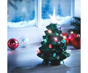 mysmartbuy.com Ceramic Light Up Christmas Tree Ornaments - Battery Powered Twinkling Illuminated Festive Xmas Home Decoration Figurine Sculptures Large H17 x 12.5cm