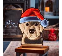 mysmartbuy.com Dog Infinity Light with Santa Hat 40cm Warm White LEDs Festive Tabletop Christmas Decoration Low Voltage 3m Lead Cable Indoor Use Fun Illuminated Pet-Themed Holiday Accent
