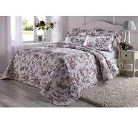 MySmartBuy.com Flower Garden Quilted Bedspread Size King - Lightweight & Comfortable Pink and Lilac Floral Design Summer Bedding Set with Matching Pillow Shams
