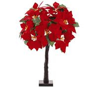 mysmartbuy.com Free-Standing LED Poinsettia Decoration - 60cm Artificial Flower Display Light with 10 Illuminated Flower Heads - Indoor Home Desktop Windowsill Table Decor