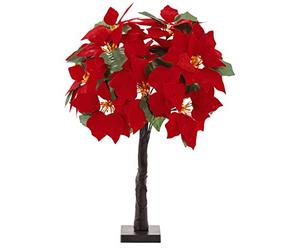 mysmartbuy.com Free-Standing LED Poinsettia Decoration - 60cm Artificial Flower Display Light with 10 Illuminated Flower Heads - Indoor Home Desktop Windowsill Table Decor