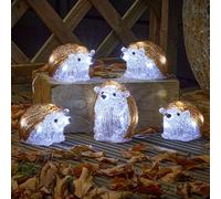 mysmartbuy.com Ice Hedgehogs Set of 5 40 Cool White LEDs Battery Operated Christmas Decoration Indoor & Outdoor Use Auto Timer 6hrs On/18hrs Off Winter Woodland Animal Festive Ornament