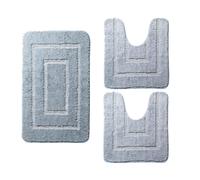 mysmartbuy.com Microfibre Bathmat and 2 Pedestal Mats Pale Blue