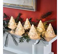 mysmartbuy.com Mini Christmas Tree Shaped Lights Set of 6 - Nordic Inspired Clear Tree Decorations with Warm LED Flicker Effect - Battery Operated with 3 x LR44 Batteries Included - 7cm x 8.5cm