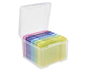 mysmartbuy.com Photo Storage Boxes 7x5 Photograph Organiser Multi Coloured- 600 Photo Capacity. 6 Clip Lock Cases - Acid Free Protects Photos from UV Light, Dust, Spills, Insects