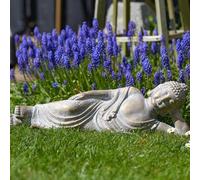 mysmartbuy.com Reclining Buddha - Indoor Outdoor Home Garden Ornament Sculpture Decoration with Brushed Gold Finish for Paths, Borders, Flowerbed, Patio, Yard - Measures H18.5 x W59 x D12.5cm