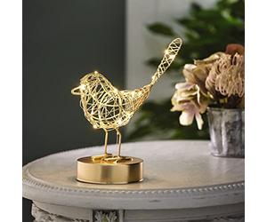 mysmartbuy.com Robin LED Light Decoration - 21x20x10cm Freestanding Bird Ornament Wire Sculpture with 20 Warm White LEDs - Indoor Home Festive Christmas Decoration