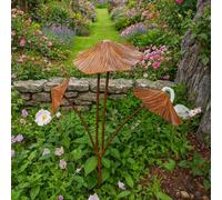 mysmartbuy.com Rust-Look Garden Mushroom Stakes Set of 2 - Decorative Iron Outdoor Ornaments - Rustic Metal Plant Pot & Border Décor - Country Style Garden Feature - 60cm Tall