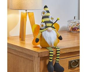 mysmartbuy.com Seated Buzz Gonk - Black & Yellow Bumble Bee Faceless Gonk Gnome Dwarf Elf Figurine Soft Plush Stuffed Tomte Scandinavian Novelty Home Ornament Decoration - H45 x W20 x D11cm
