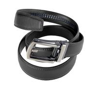 mysmartbuy.com Set of 2 Mens Adjustable Leather Belts - Stylish Genuine 100% Cowhide Leather Belt with 38 Position Ratchet Track System - 1 Brown & 1 Black, Each H3.2 x W132cm