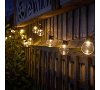 mysmartbuy.com Set of 20 Solar Powered Glow Bulb String Lights - 10 Lumen Outdoor Garden Festoon Fairy Lighting with Warm White LEDs for Wall, Fence, Tree, Parasol, Gazebo, Parties - Total Length 10m