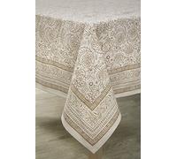 mysmartbuy.com Square Cotton Tablecloth - 52x52 Brown Squared Indian Hand Printed Floral Design Table cloth - 132x132cm Dining Table Cover